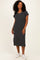 Charcoal Short Sleeve Ribbed Maxi Dress