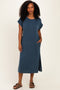 Hunter Green Short Sleeve Ribbed Maxi Dress