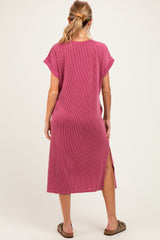 Mauve Short Sleeve Ribbed Maternity Maxi Dress