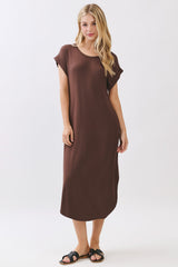 Chocolate Rounded Hem Midi Dress