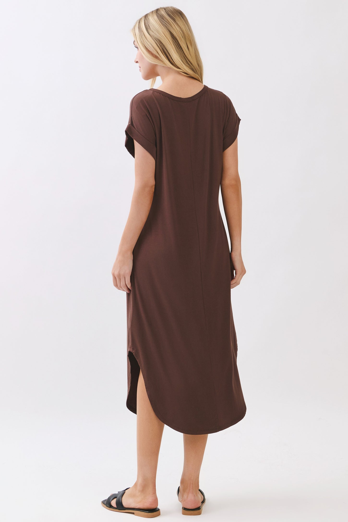 Chocolate Rounded Hem Midi Dress