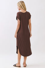 Chocolate Rounded Hem Midi Dress