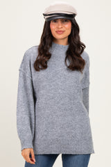 Heather Grey Mock Neck Oversized Maternity Sweater