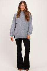 Heather Grey Mock Neck Oversized Maternity Sweater