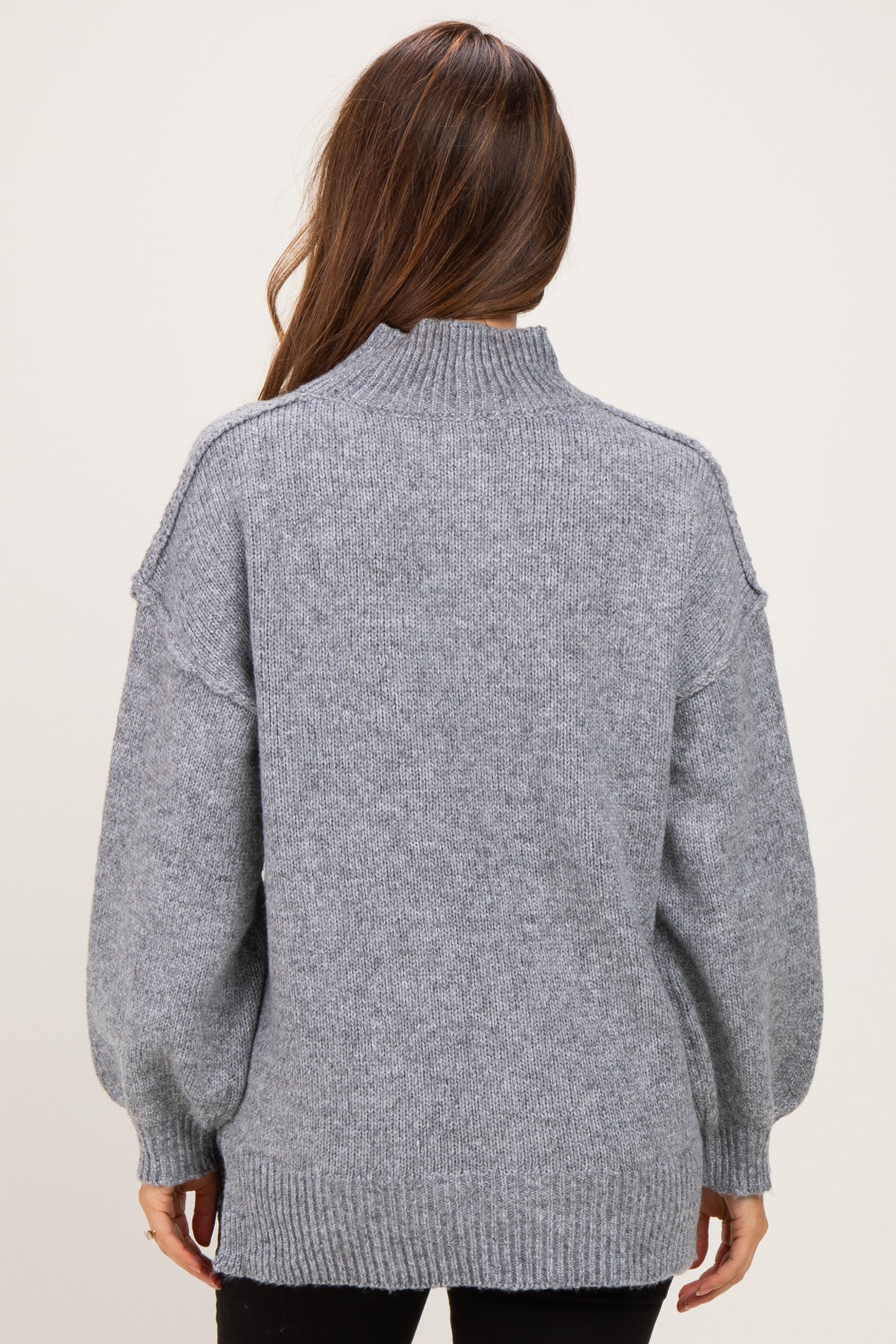 Heather Grey Mock Neck Oversized Maternity Sweater