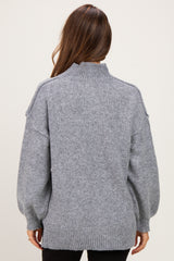 Heather Grey Mock Neck Oversized Maternity Sweater