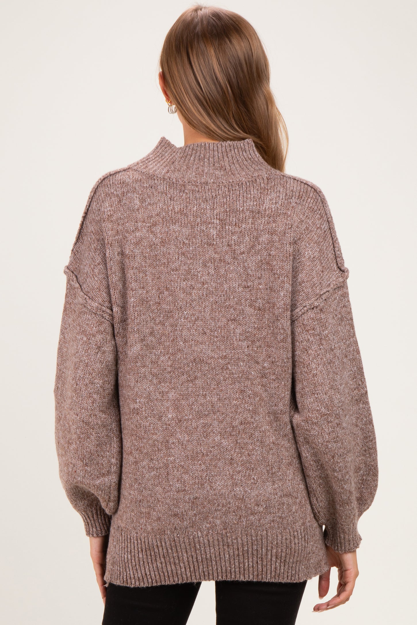 Soft Mocha Mock Neck Oversized Maternity Sweater