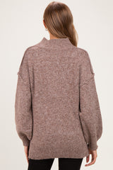 Soft Mocha Mock Neck Oversized Maternity Sweater