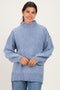Blue Mock Neck Oversized Sweater