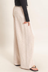 Oatmeal Contrast Waist Drawstring Pants