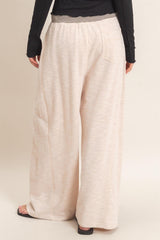 Oatmeal Contrast Waist Drawstring Pants