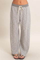 Heather Grey Contrast Waist Drawstring Pants