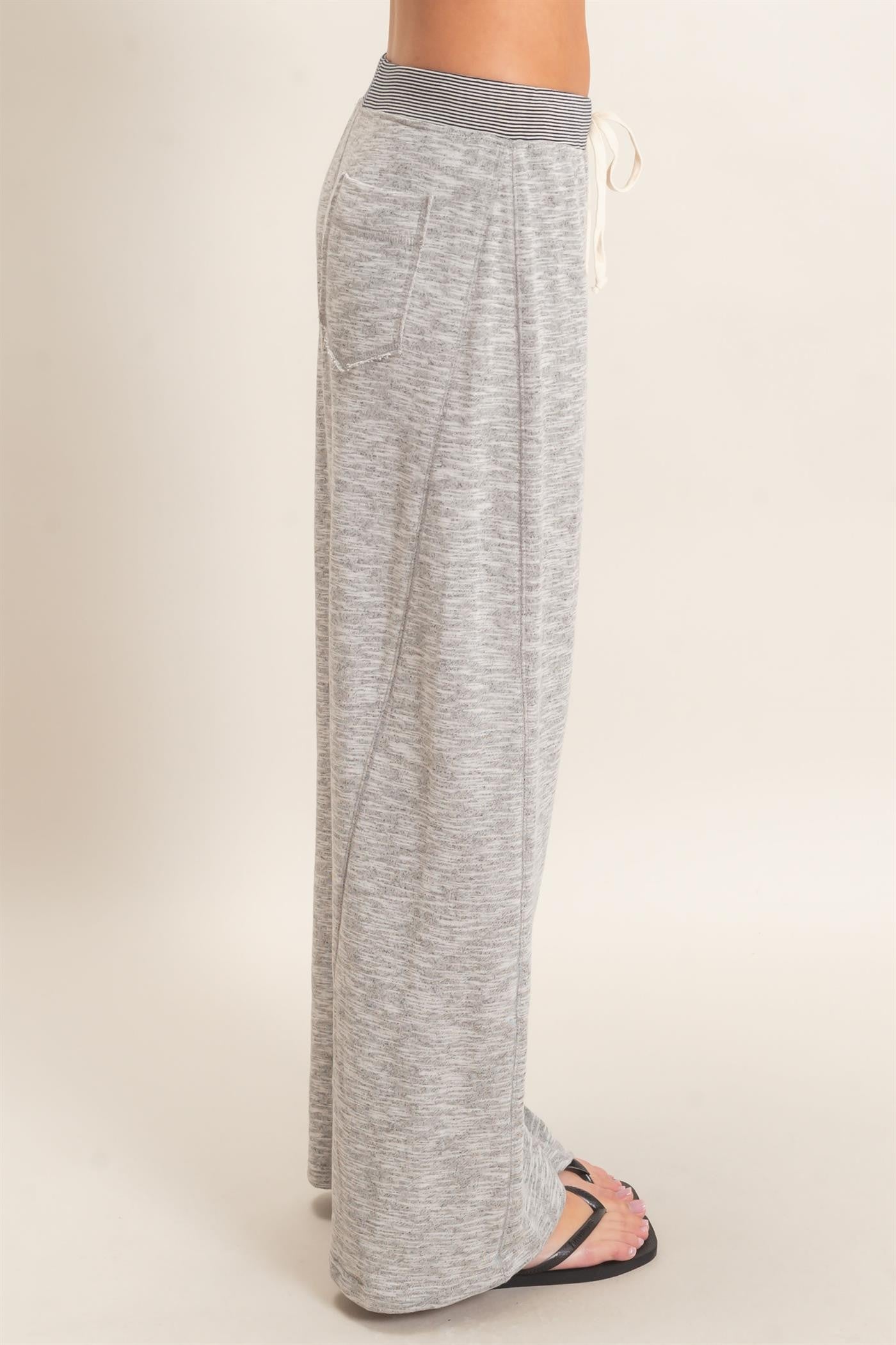 Heather Grey Contrast Waist Drawstring Pants