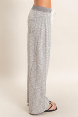Heather Grey Contrast Waist Drawstring Pants