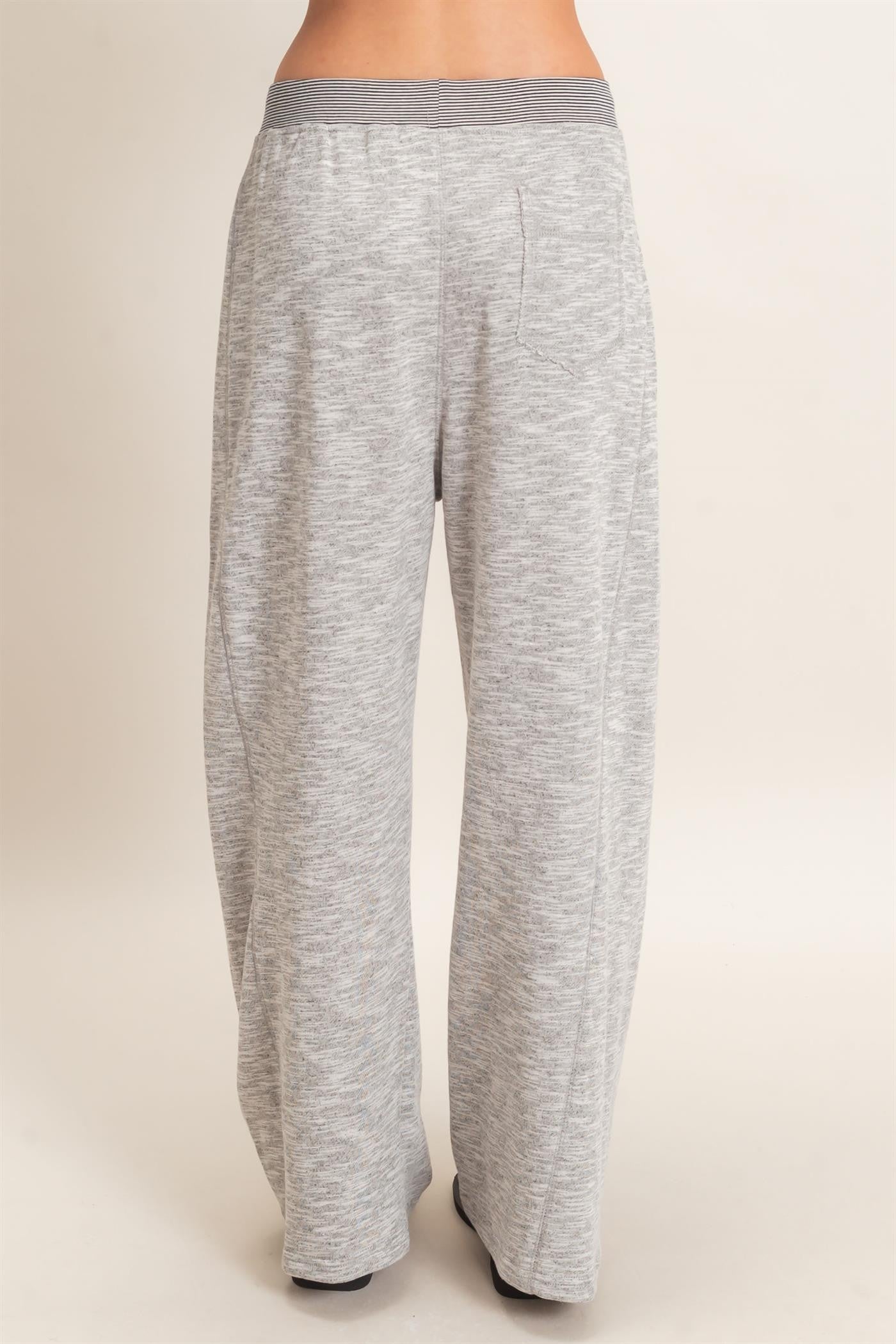 Heather Grey Contrast Waist Drawstring Pants