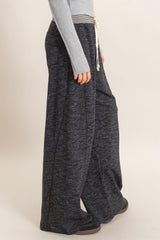 Black Contrast Waist Drawstring Pants