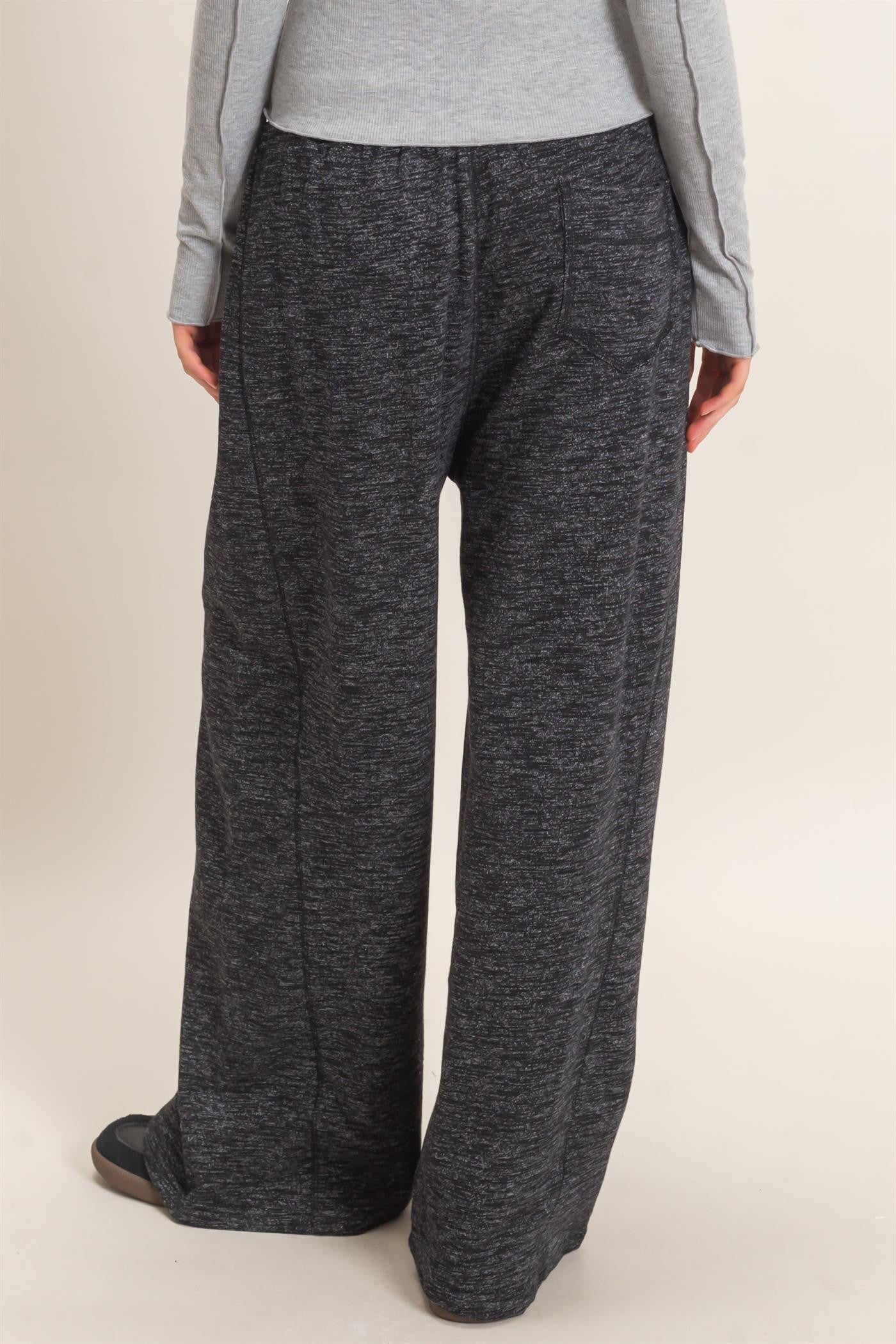 Black Contrast Waist Drawstring Pants