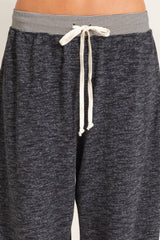 Black Contrast Waist Drawstring Pants