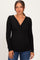 Black Fitted Long Sleeve Wrap V-Neck Maternity Top