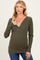 Olive Fitted Long Sleeve Wrap V-Neck Maternity Top