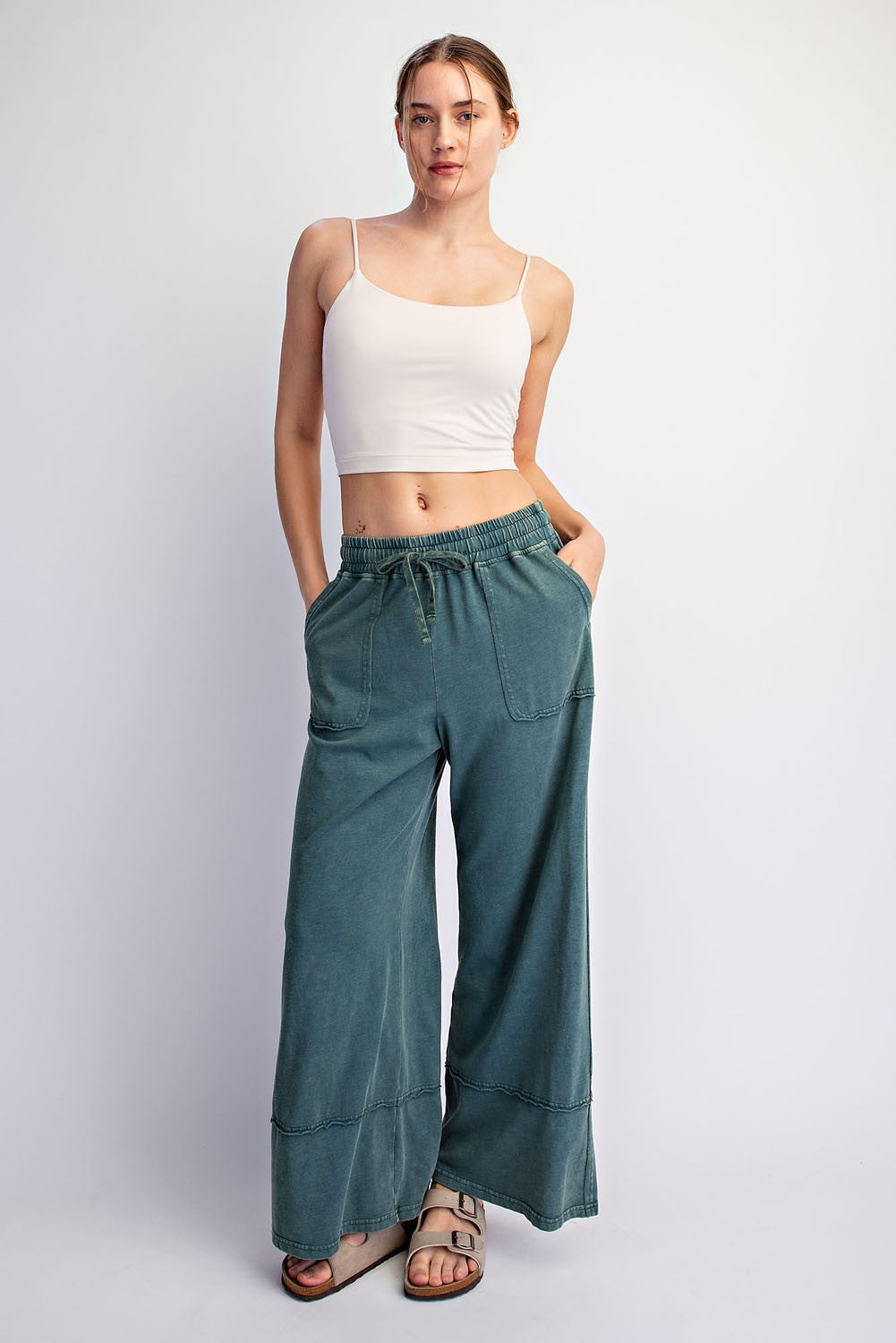 Jungle Mineral Wash Wide Leg Ankle Pants