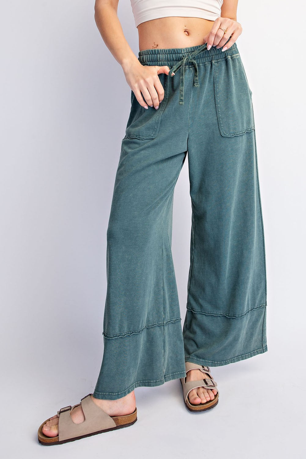 Jungle Mineral Wash Wide Leg Ankle Pants