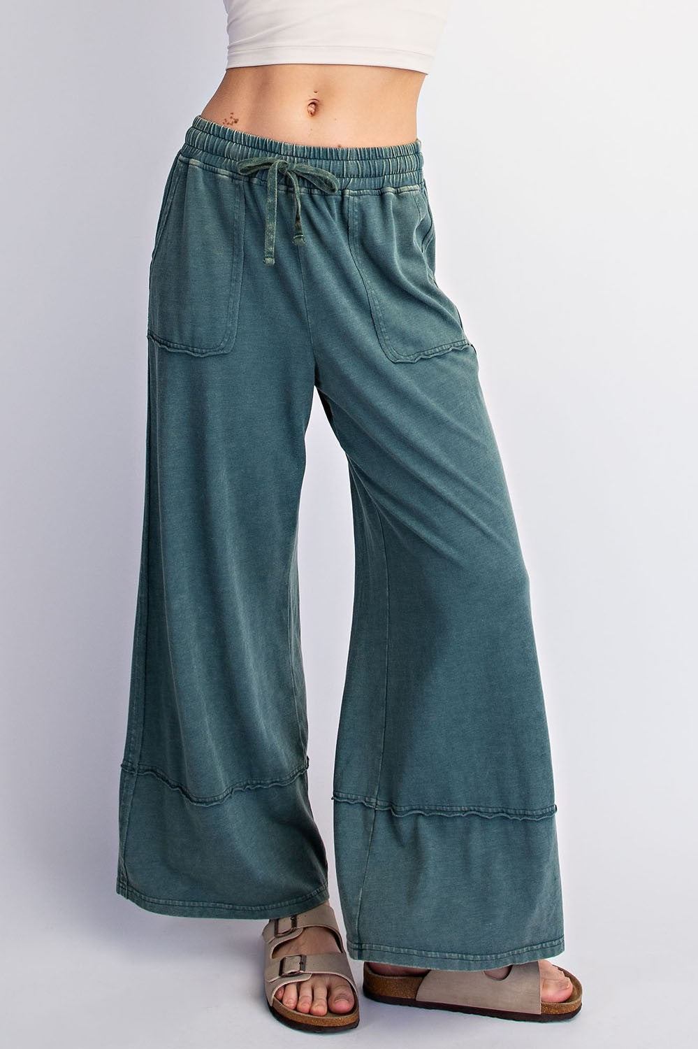 Jungle Mineral Wash Wide Leg Ankle Pants