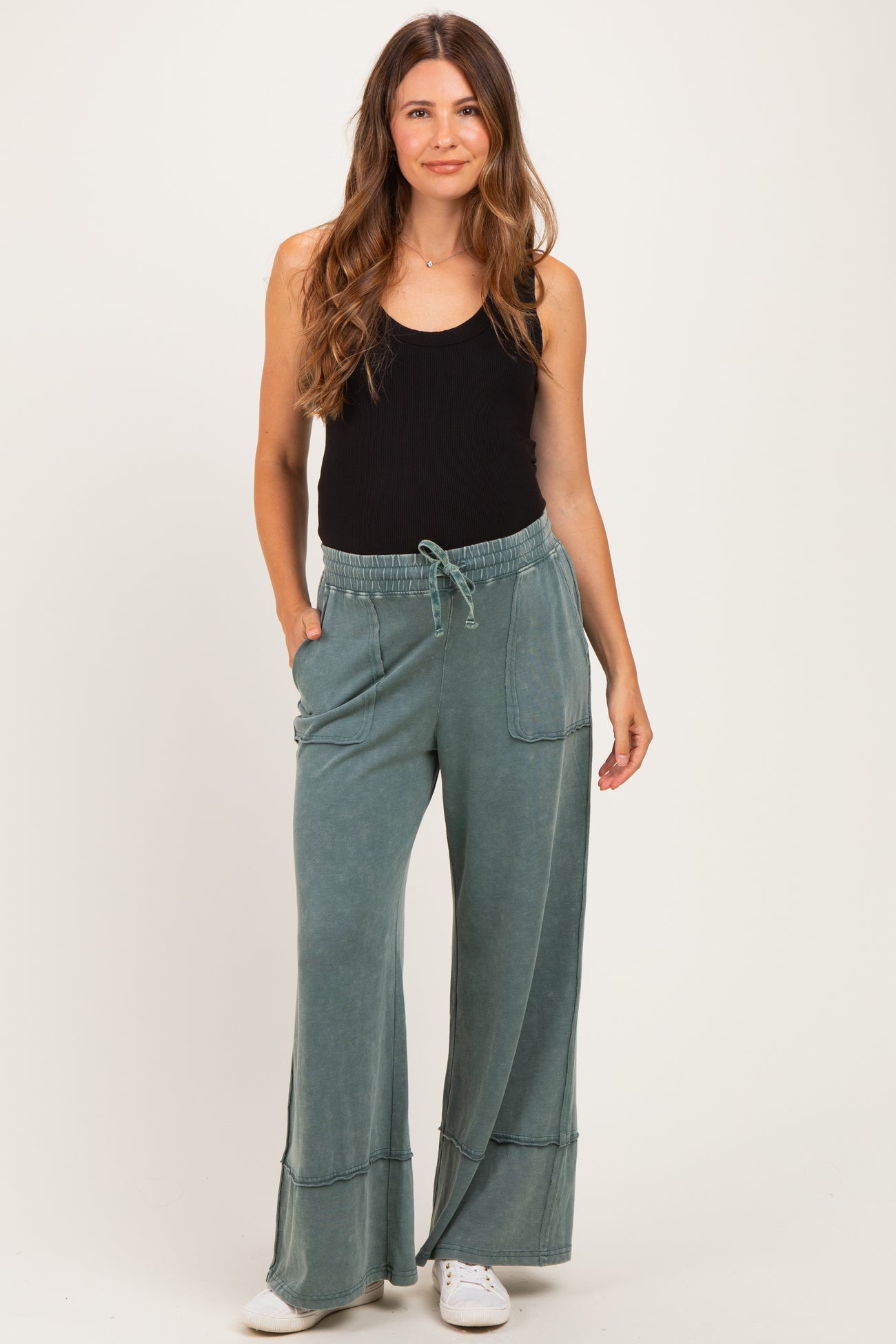 Jungle Mineral Wash Wide Leg Ankle Maternity Pants