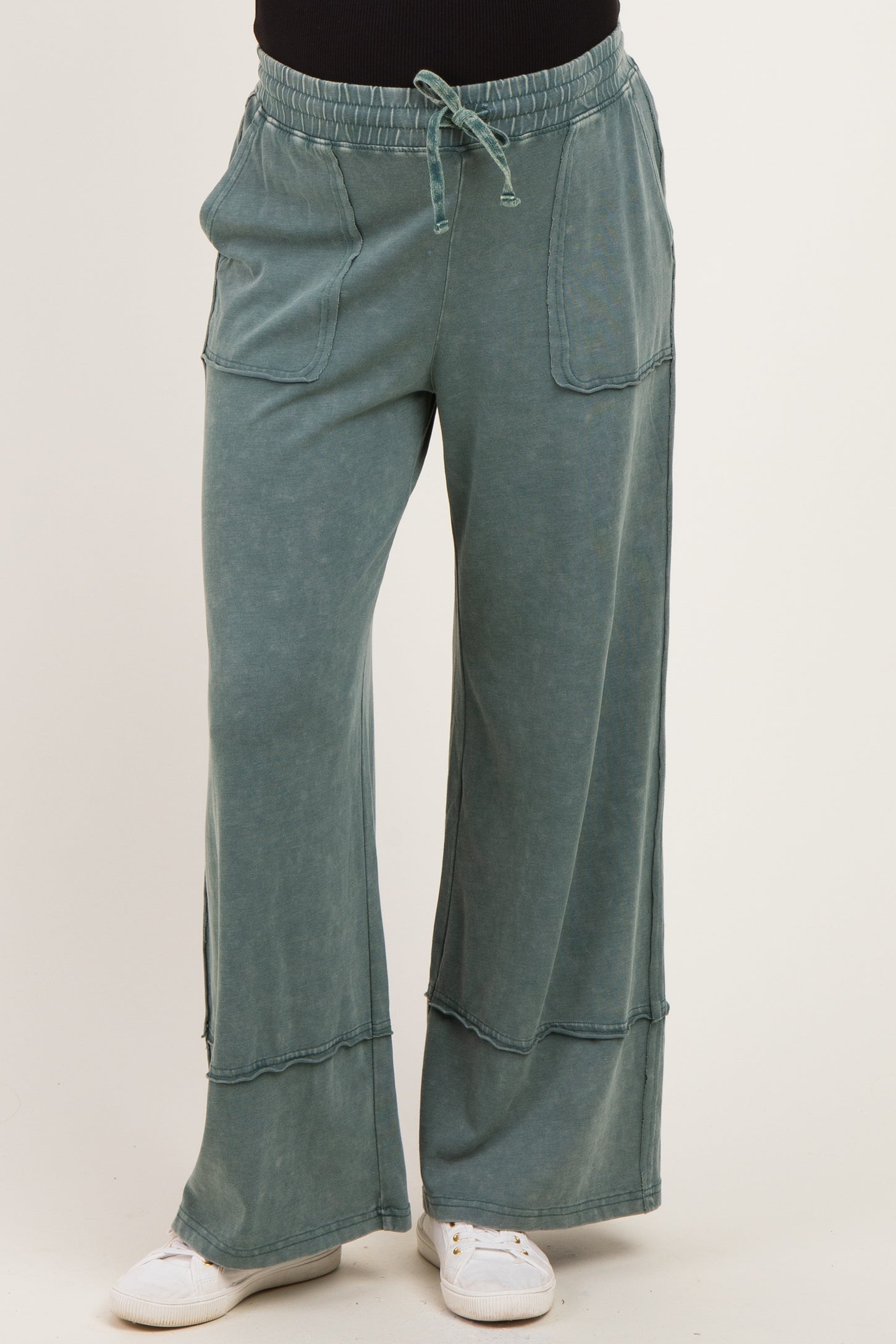 Jungle Mineral Wash Wide Leg Ankle Maternity Pants