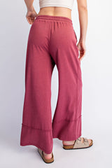 Crimson Mineral Wash Wide Leg Ankle Pants