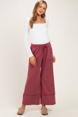 Crimson Mineral Wash Wide Leg Ankle Maternity Pants