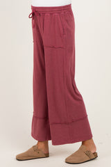 Crimson Mineral Wash Wide Leg Ankle Maternity Pants