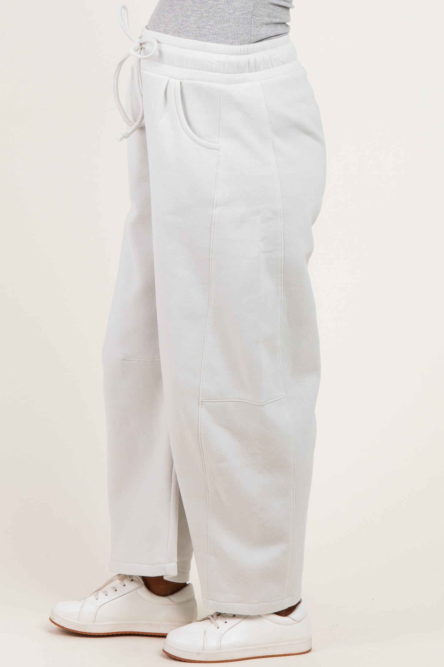 Bone Fleece Barrel Leg Maternity Sweatpants