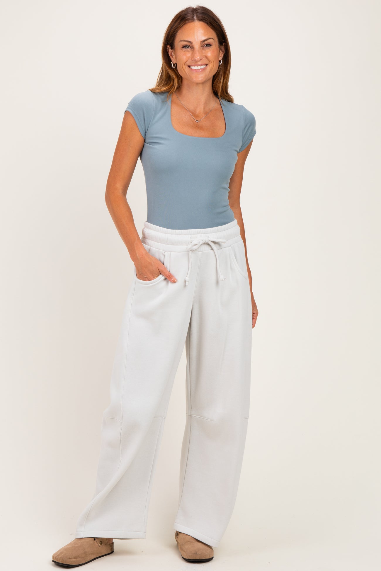 Bone Fleece Barrel Leg Sweatpants
