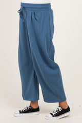 Dusty Blue Fleece Barrel Leg Maternity Sweatpants