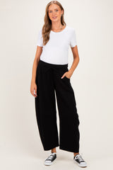 Black Fleece Barrel Leg Maternity Sweatpants