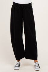Black Fleece Barrel Leg Maternity Sweatpants