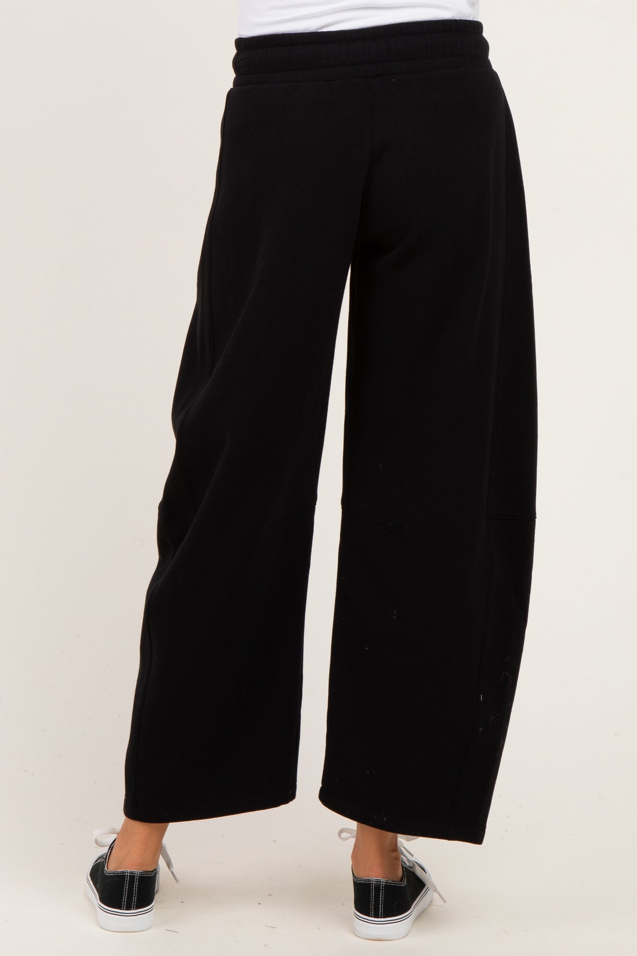 Black Fleece Barrel Leg Maternity Sweatpants