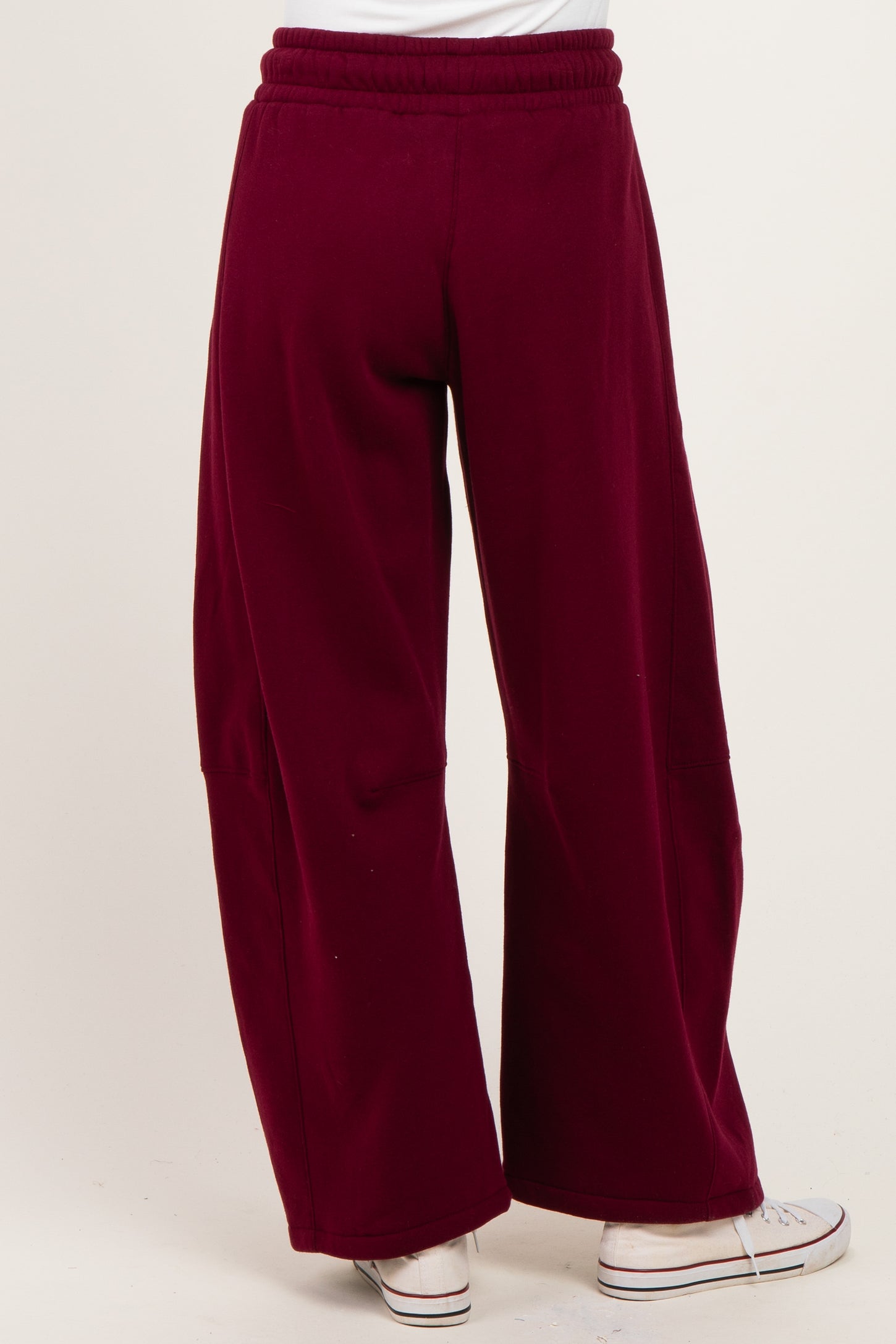 Dark Burgundy Fleece Barrel Leg Sweatpants