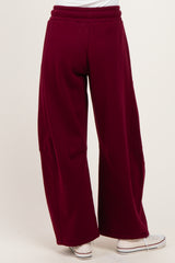 Dark Burgundy Fleece Barrel Leg Sweatpants