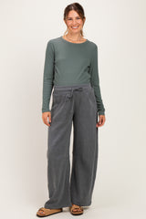 Heather Charcoal Fleece Barrel Leg Maternity Sweatpants