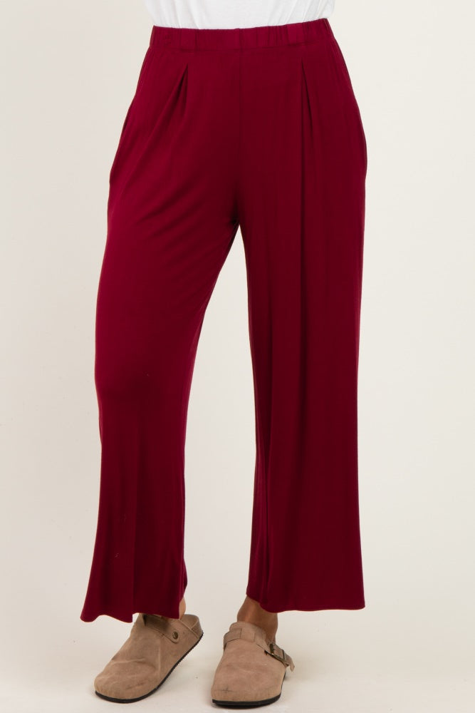 Dark Burgundy Wide Leg Ankle Lounge Pants