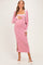 Mauve/ Cream Color Block Sleeveless Fitted Dress Maternity Cardigan Set