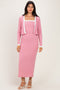 Mauve/ Cream Color Block Sleeveless Fitted Dress Cardigan Set