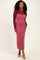 Dark Mauve Ribbed Knit Mock Neck Long Sleeve Maxi Dress