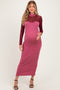 Dark Mauve Ribbed Knit Mock Neck Long Sleeve Maternity Maxi Dress