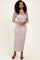 Beige Ribbed Knit Mock Neck Long Sleeve Maxi Dress