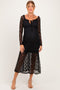 Black Off Shoulder Long Sleeve Boho Maternity Maxi Dress