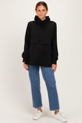 Black Long Sleeve Drawstring Hooded Maternity Pullover