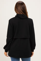 Black Long Sleeve Drawstring Hooded Maternity Pullover
